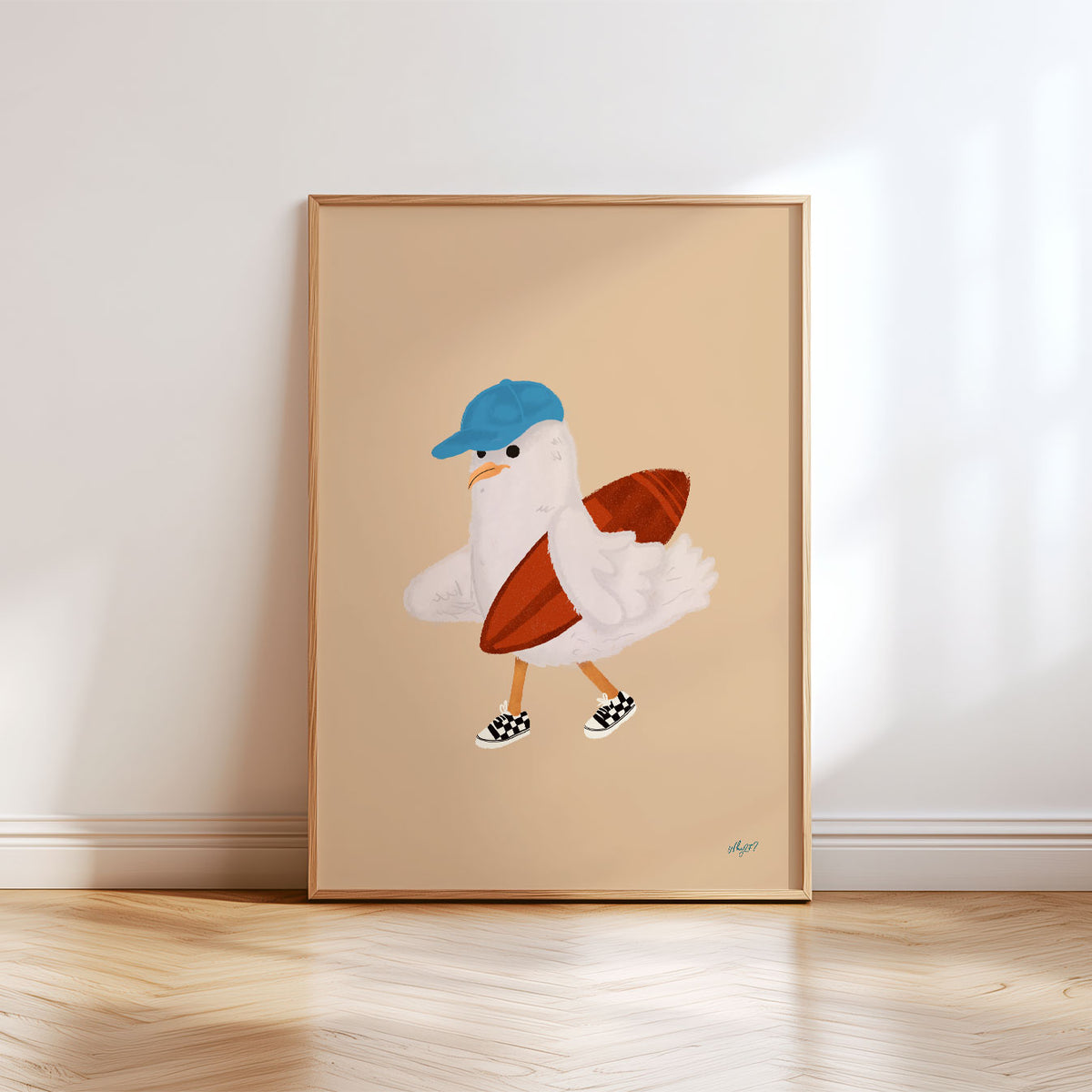 Surfer Seagull Poster