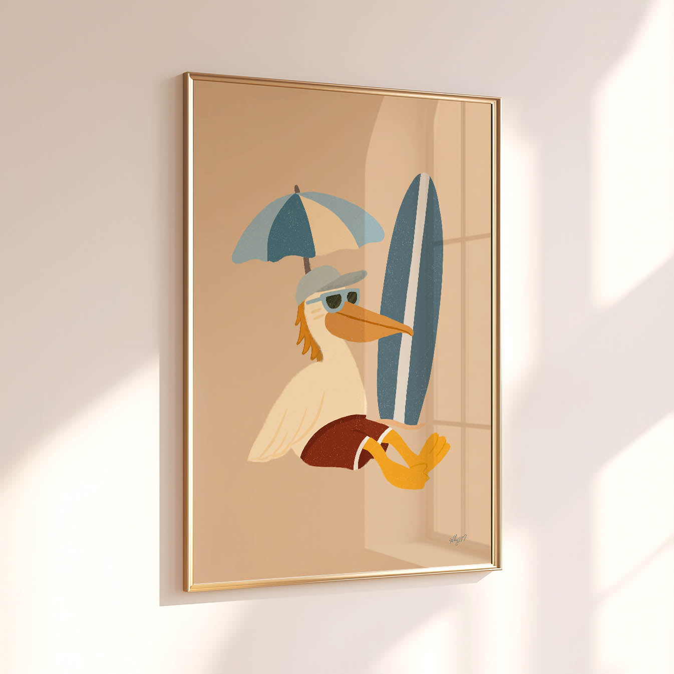 Beach Day Pelican Poster