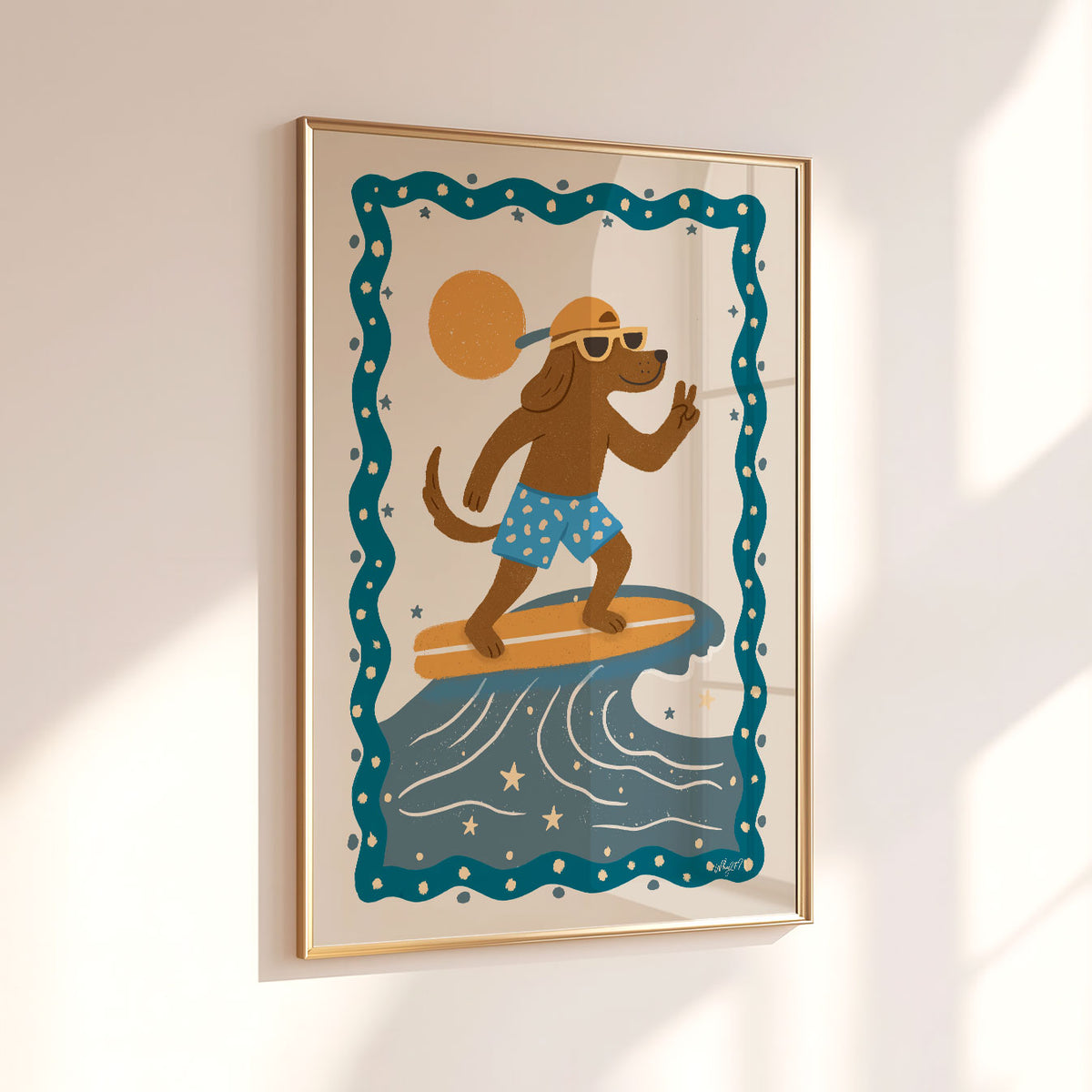 Surfing Dog Poster