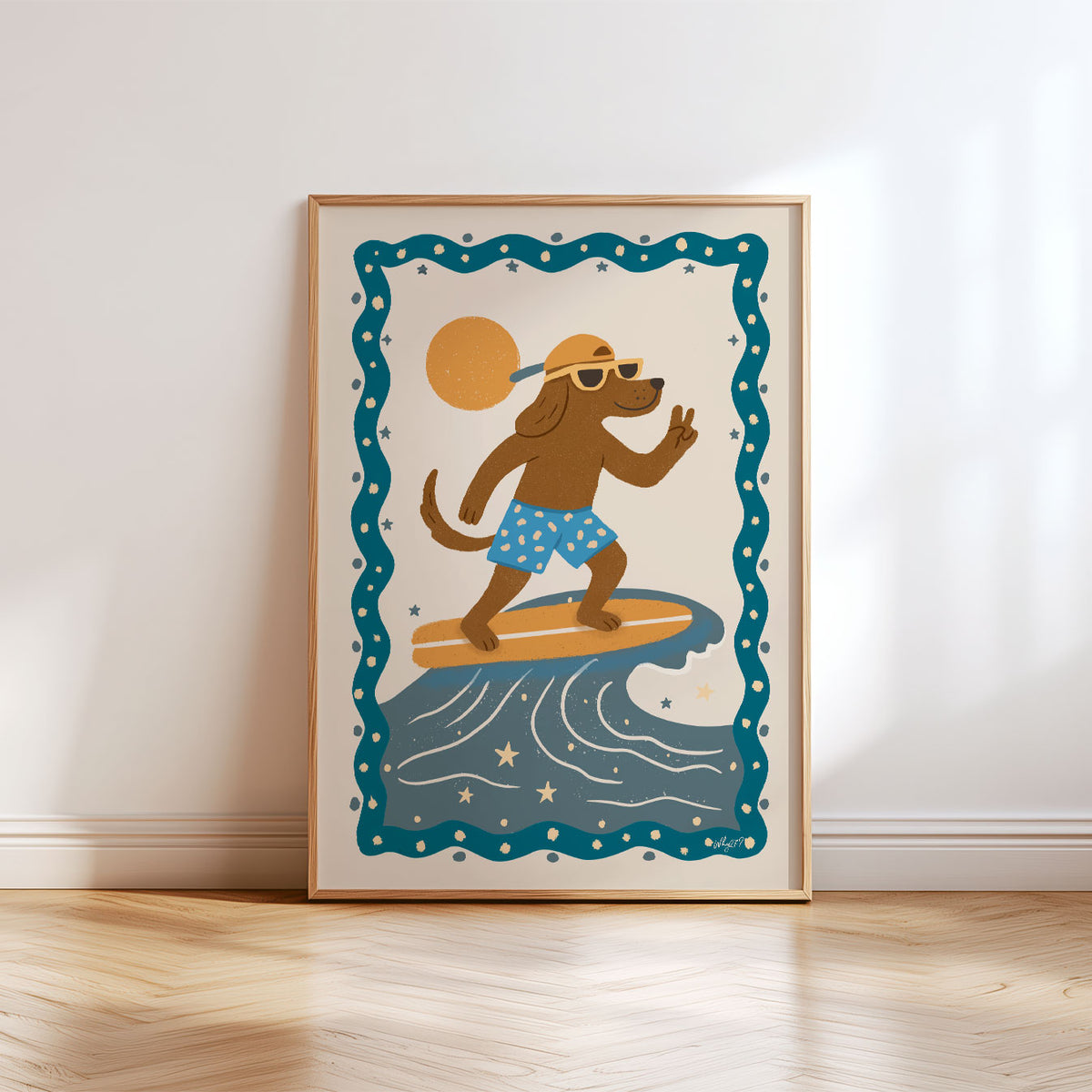 Surfing Dog Poster