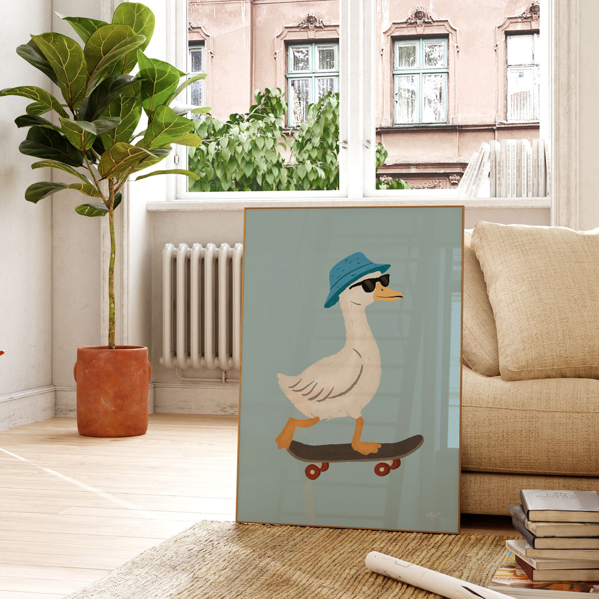 Goose On A Skateboard Poster