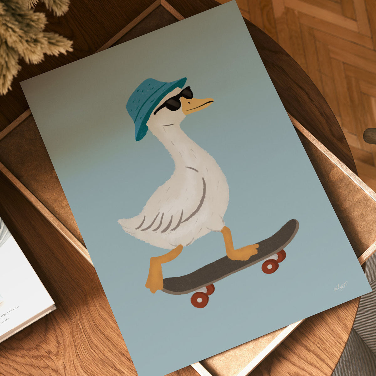 Goose On A Skateboard Poster