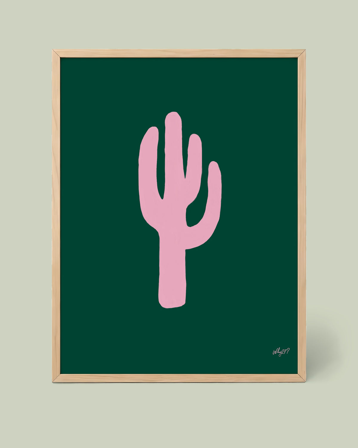 Green Cactus Poster framed mockup