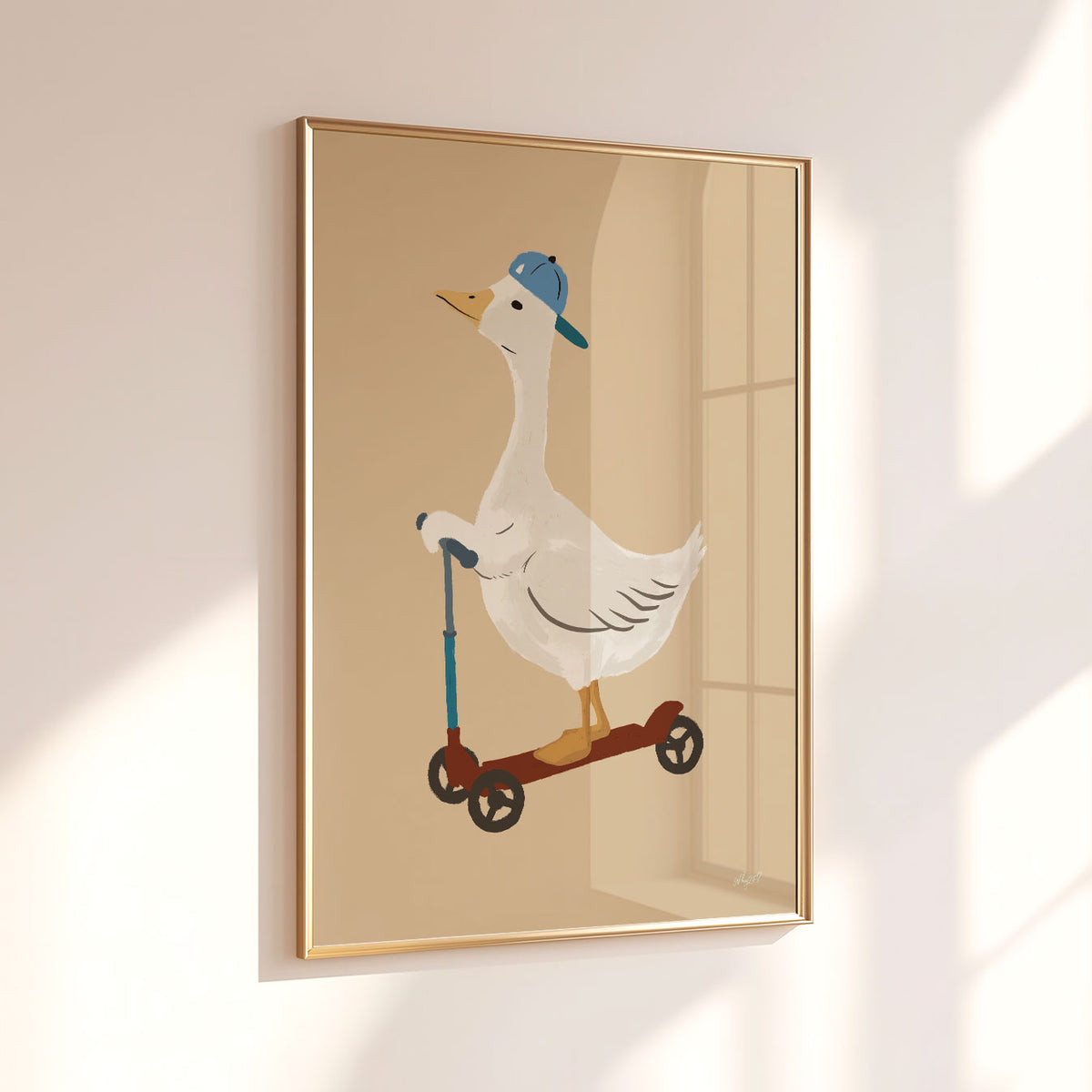 Goose On A Scooter Poster