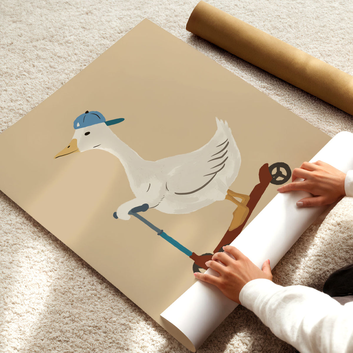 Goose On A Scooter Poster