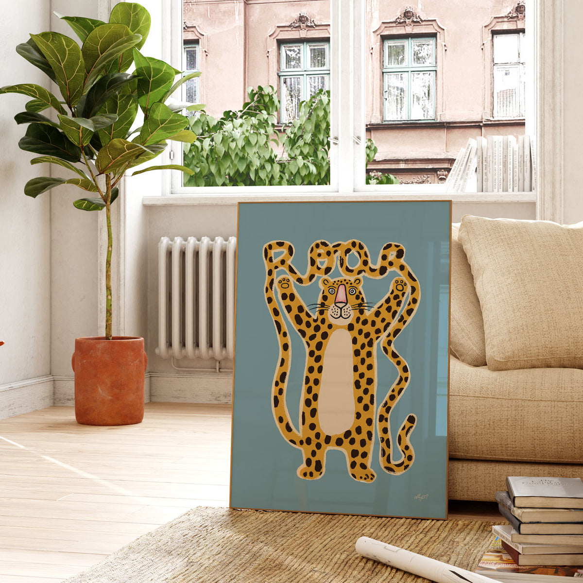Roar Leopard Blue Poster