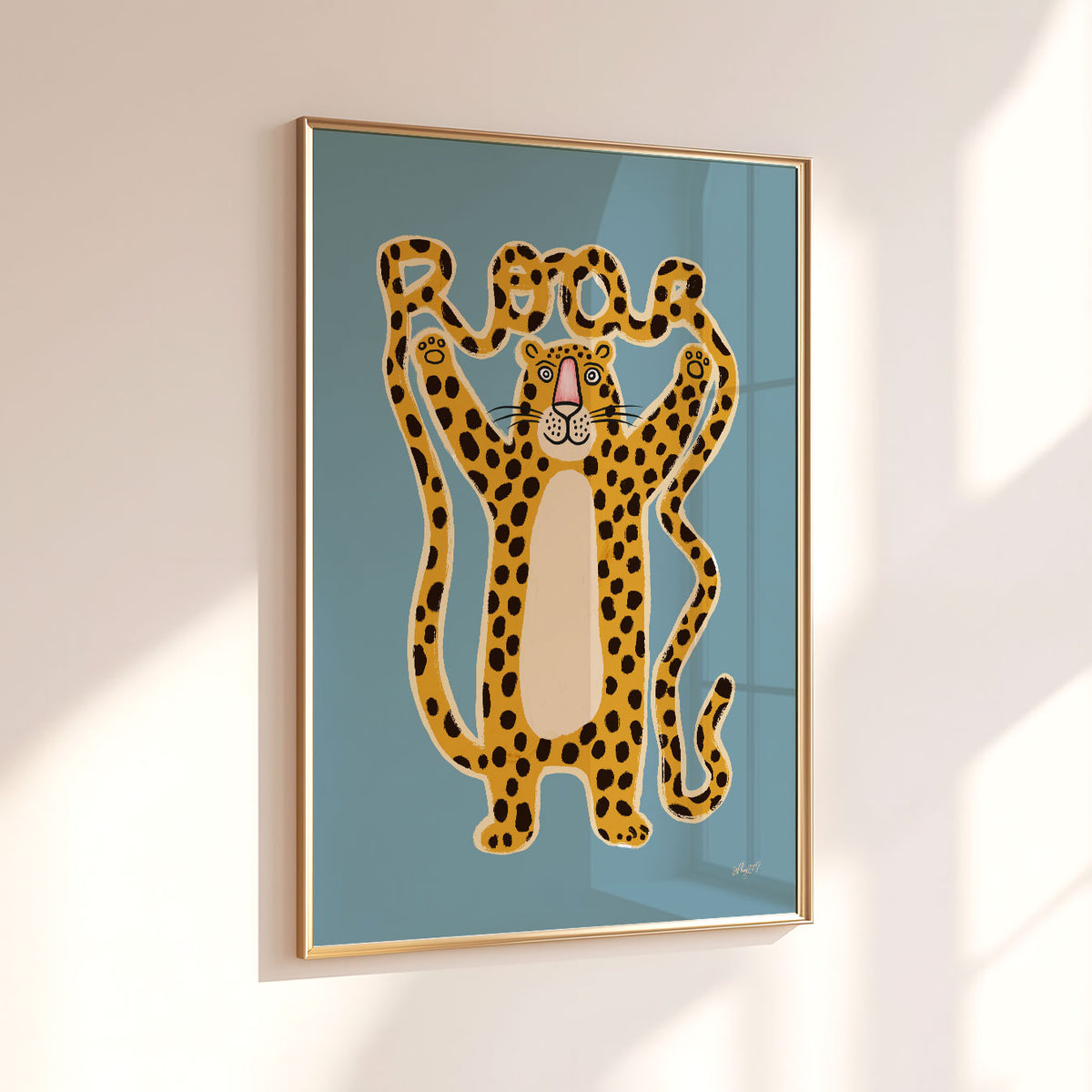 Roar Leopard Blue Poster