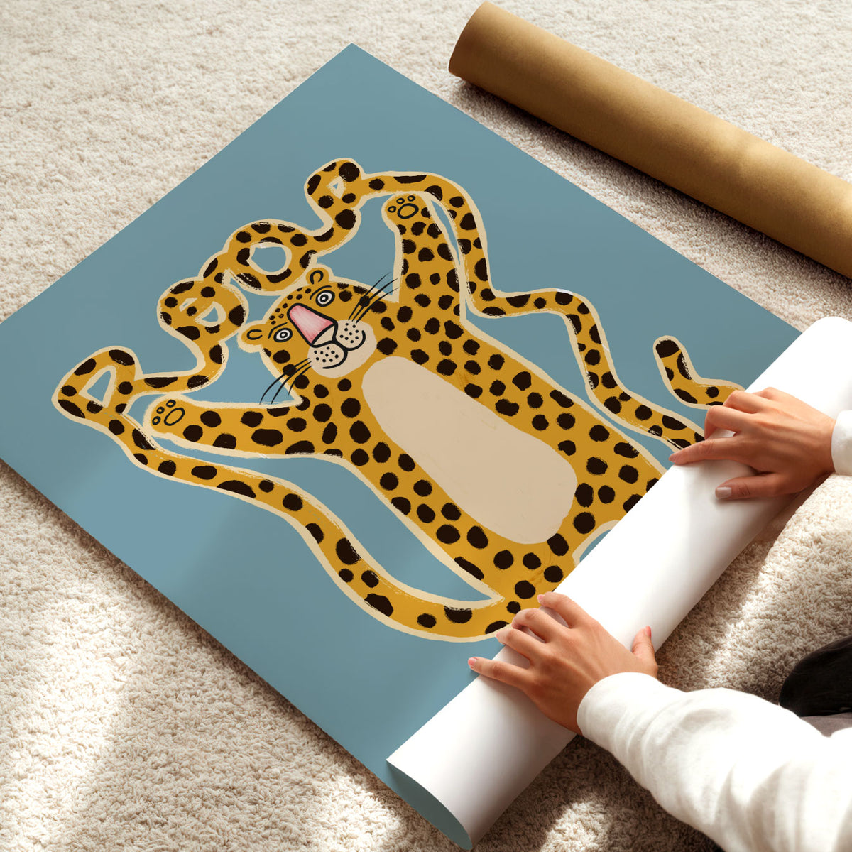 Roar Leopard Blue Poster