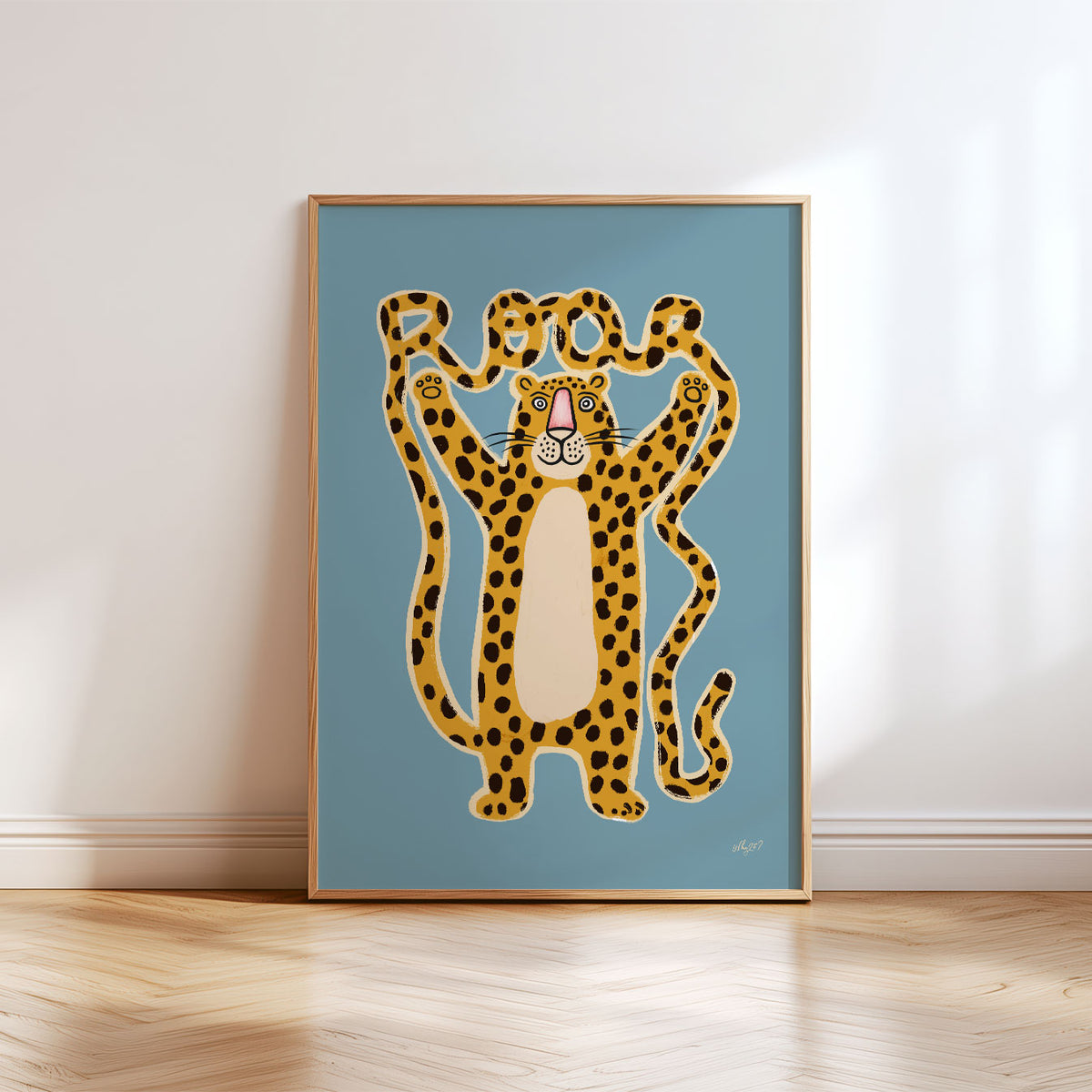 Roar Leopard Blue Poster