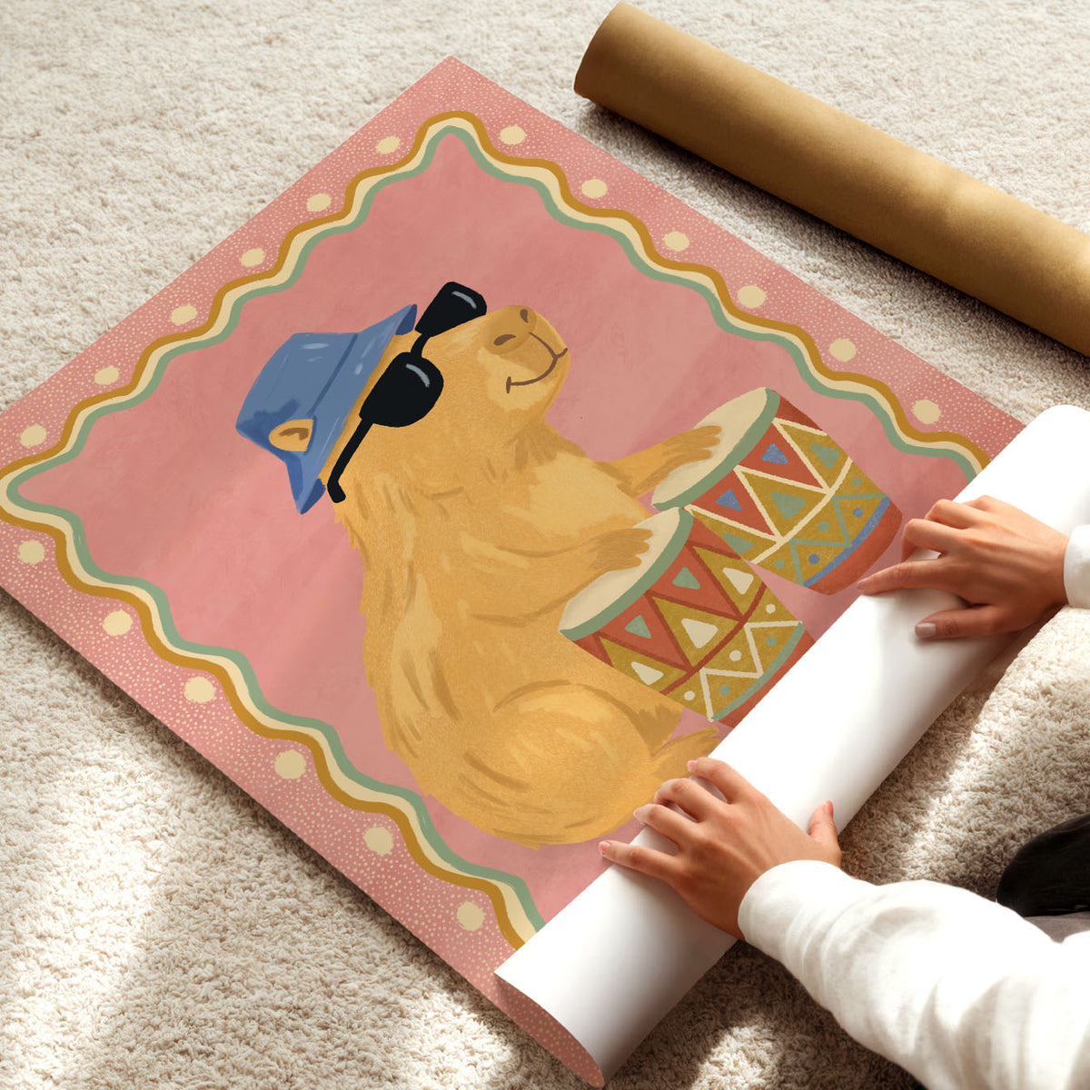 Capybara Drum Poster