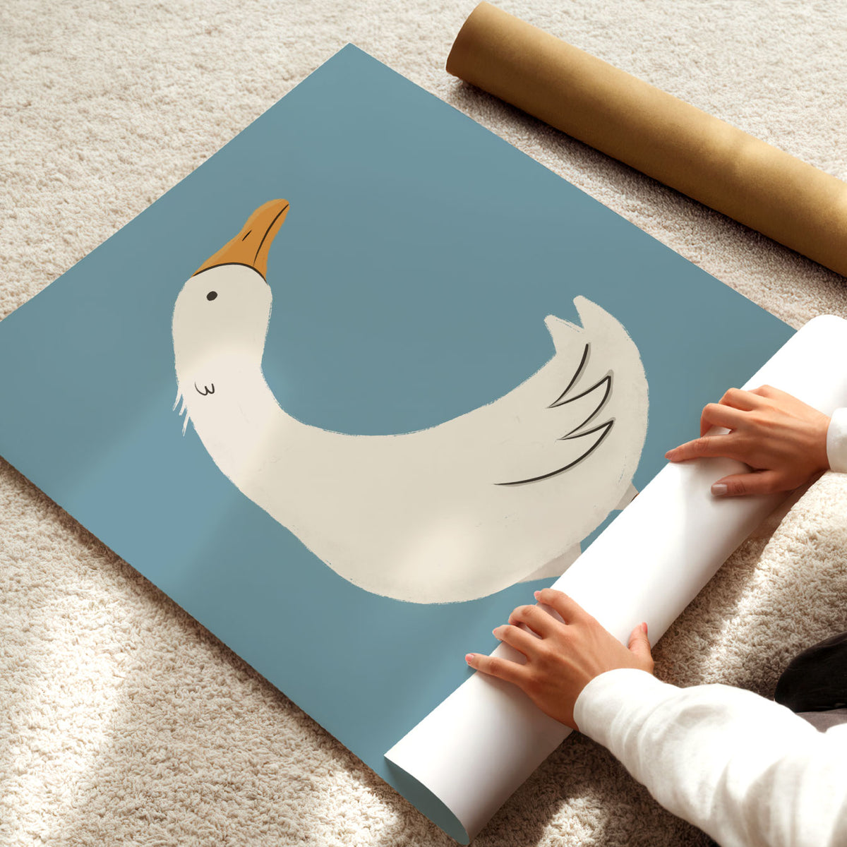 White Duck Blue Poster