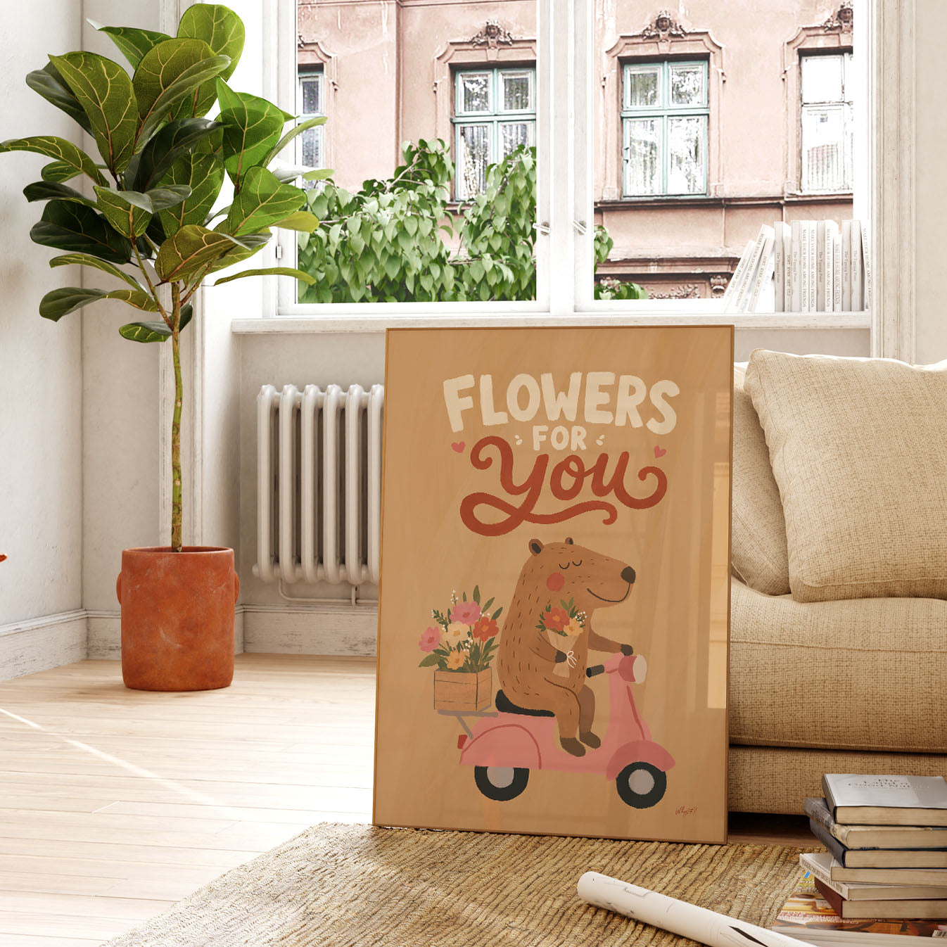 Flowers For You Bear Poster