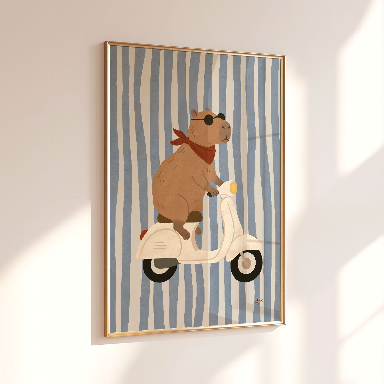 Cool Capybara Scooter Poster