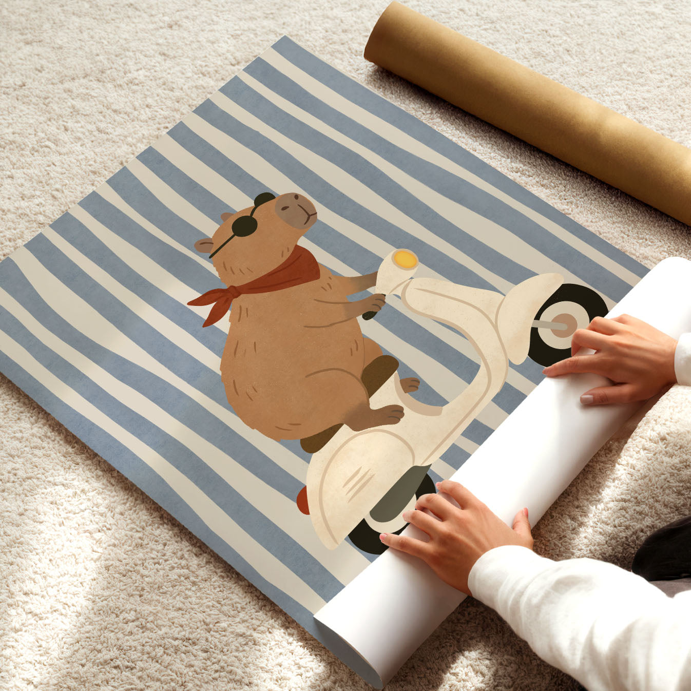 Cool Capybara Scooter Poster