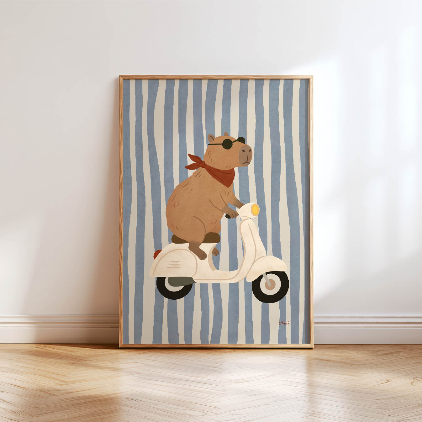Cool Capybara Scooter Poster