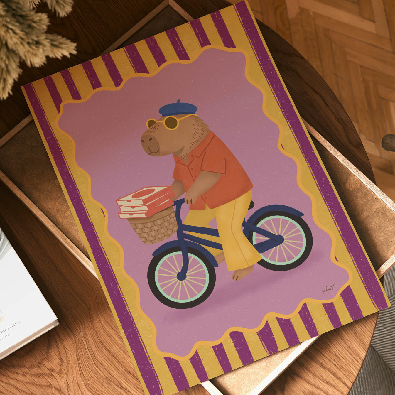Capybara on Bicycle Poster