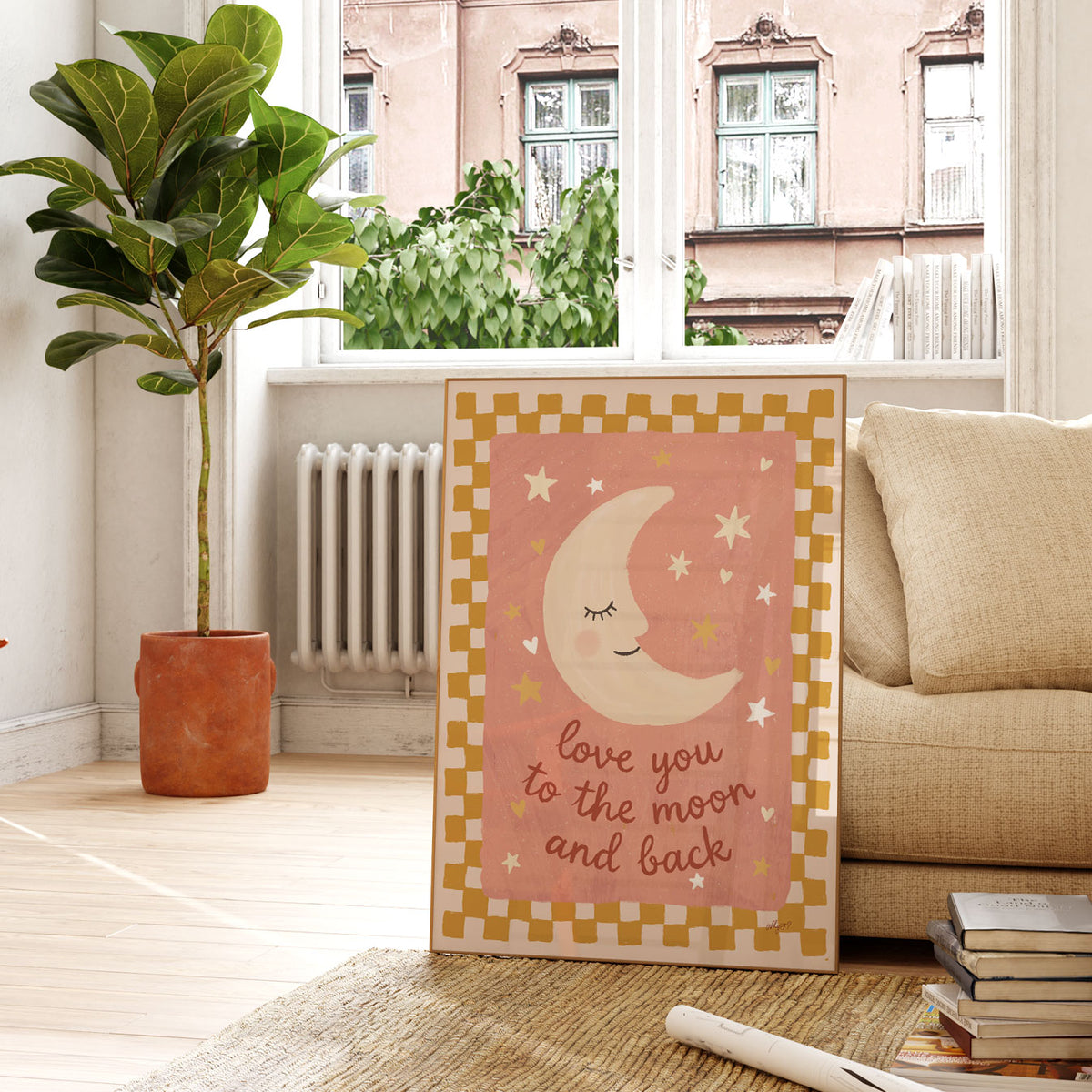 Love You To The Moon Checks Poster II