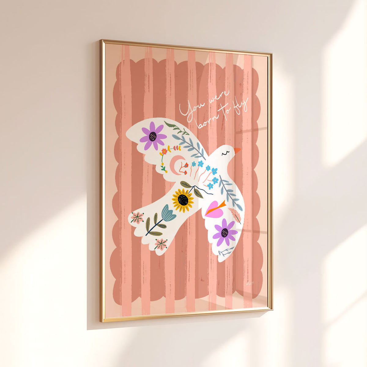 Born To Fly Bird Pink Poster