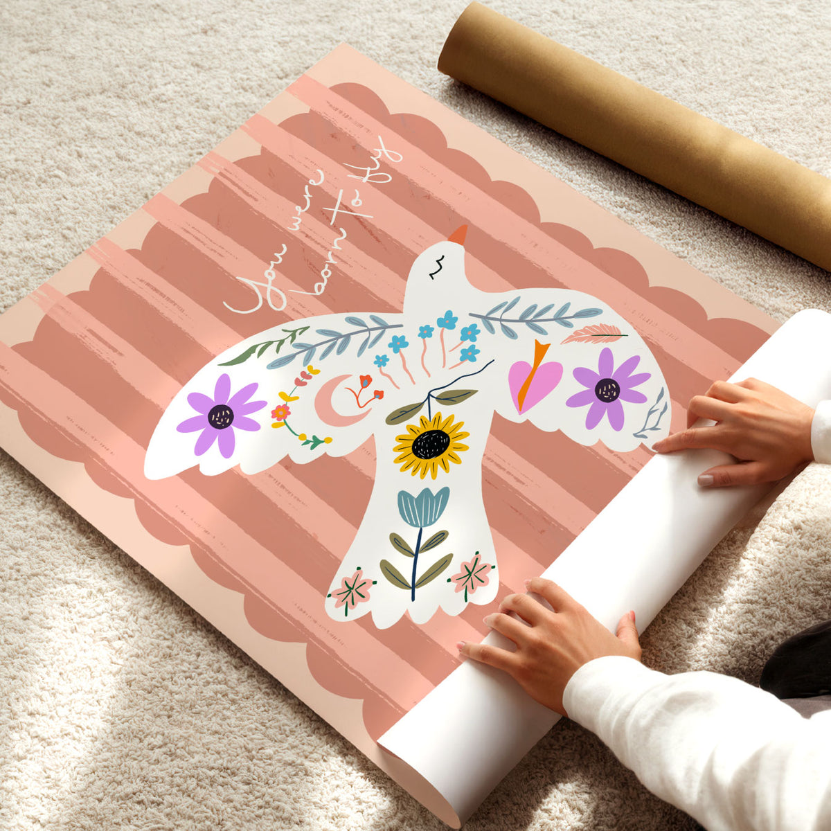 Born To Fly Bird Pink Poster
