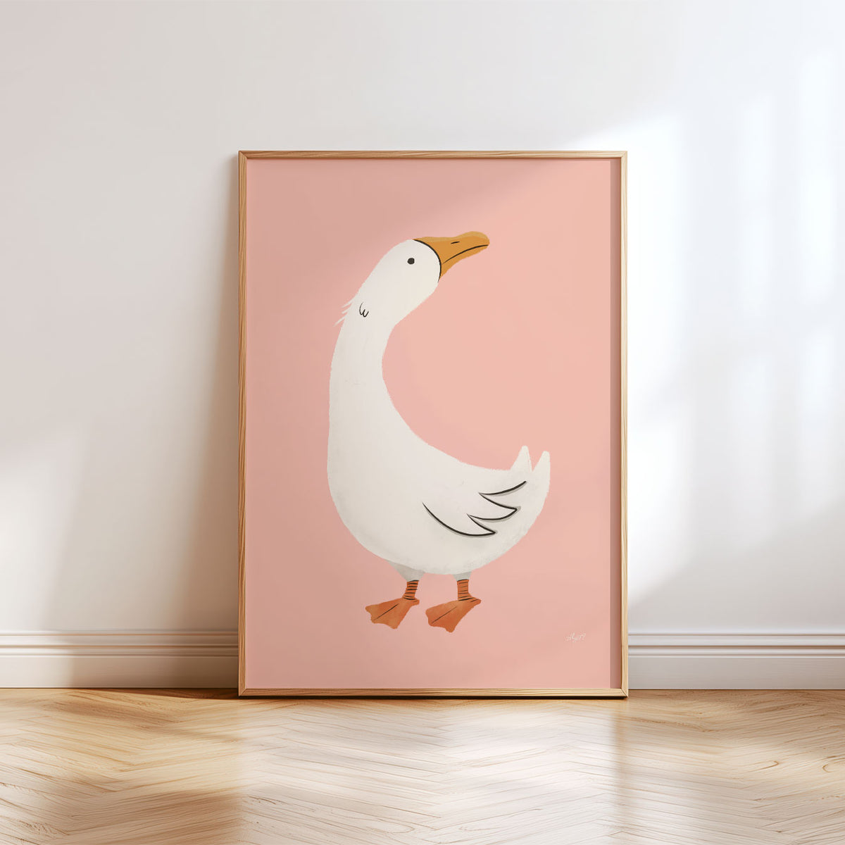 White Duck Pink Poster
