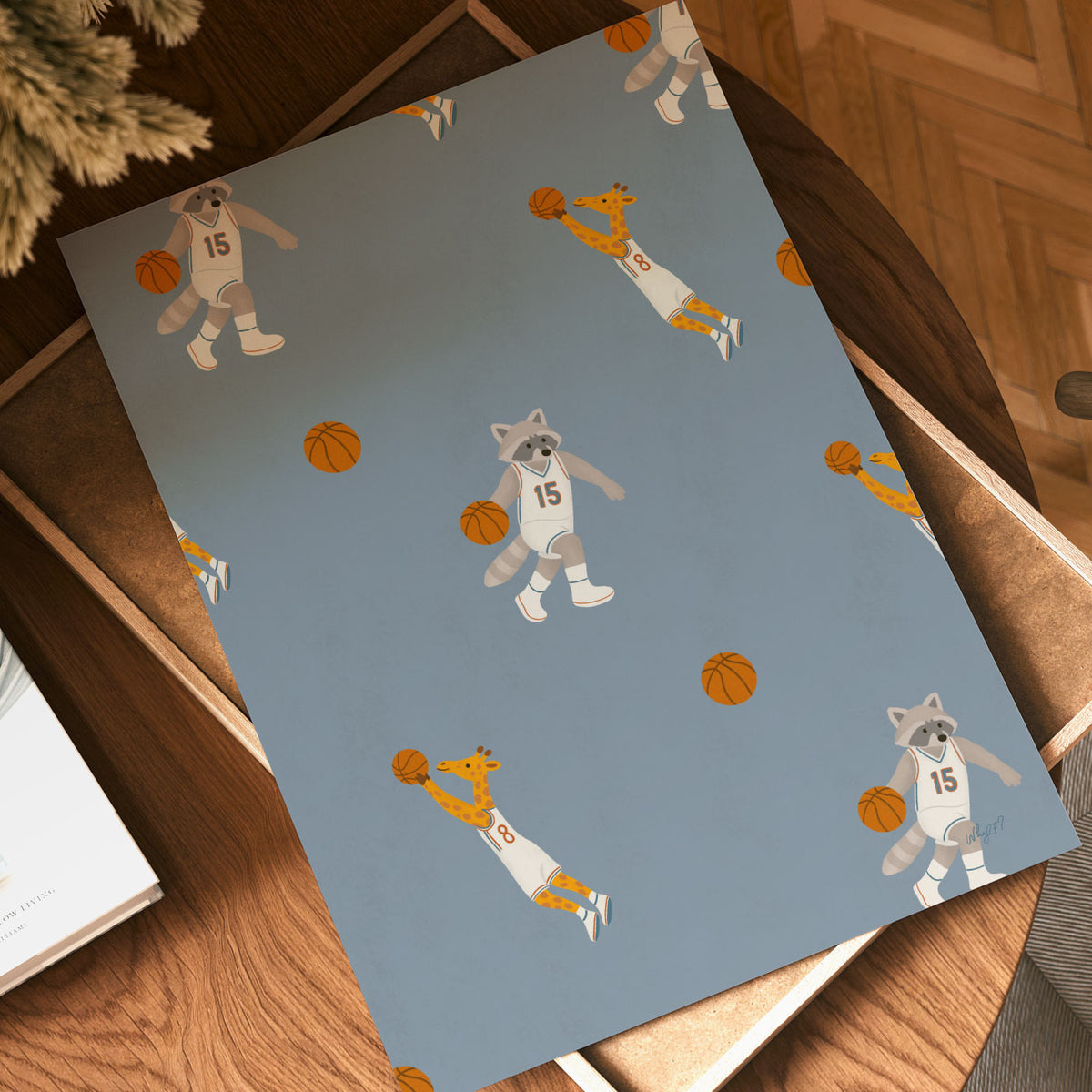 Basketball Animals Pattern Poster