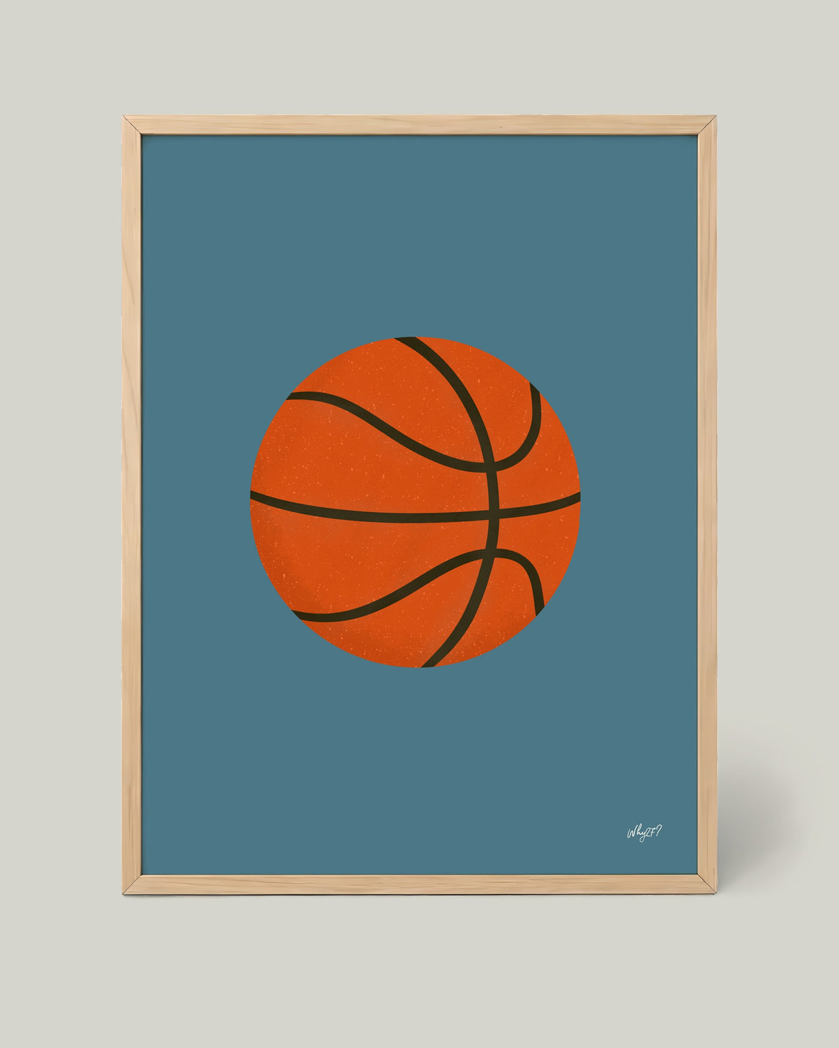 Basketball Poster framed in a natural wood frame