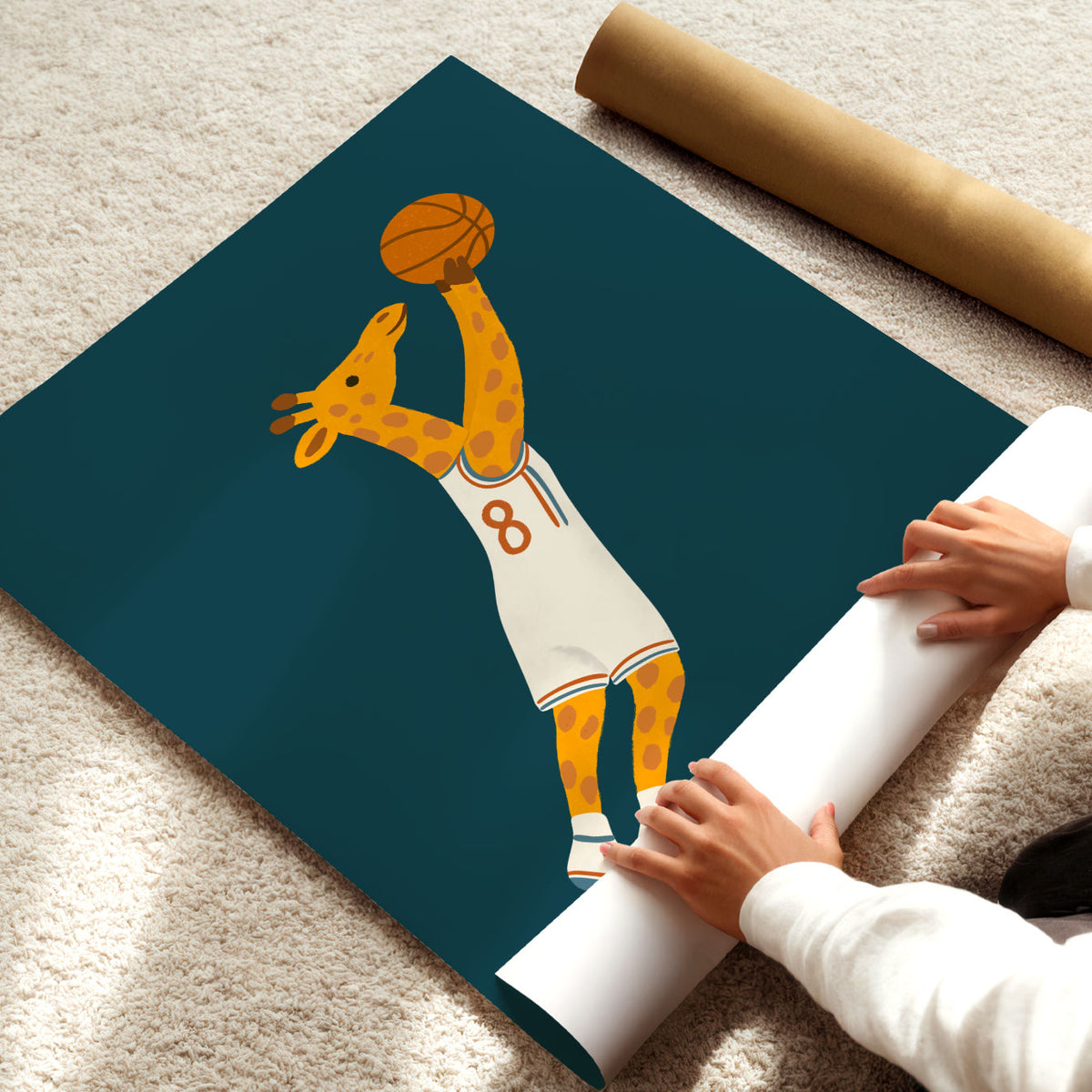 Basketball Giraffe Poster