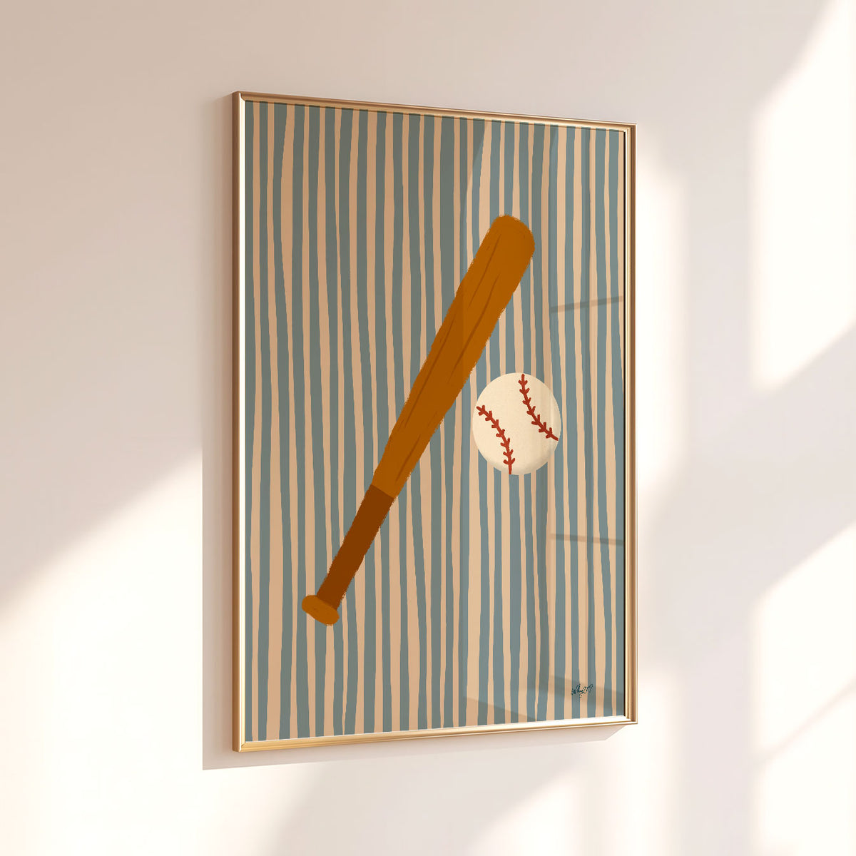 Bat And Ball Stripes Poster