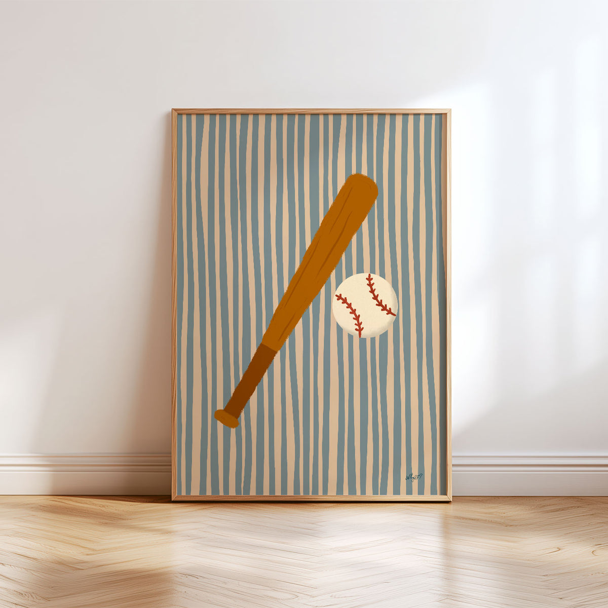 Bat And Ball Stripes Poster