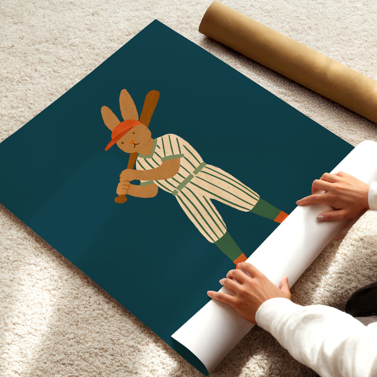 Baseball Rabbit Player Poster