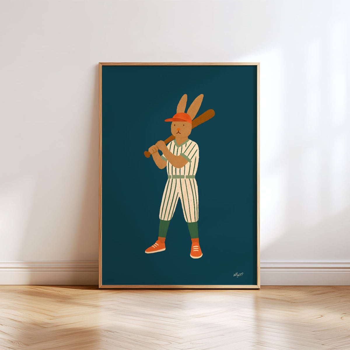 Baseball Rabbit Player Poster