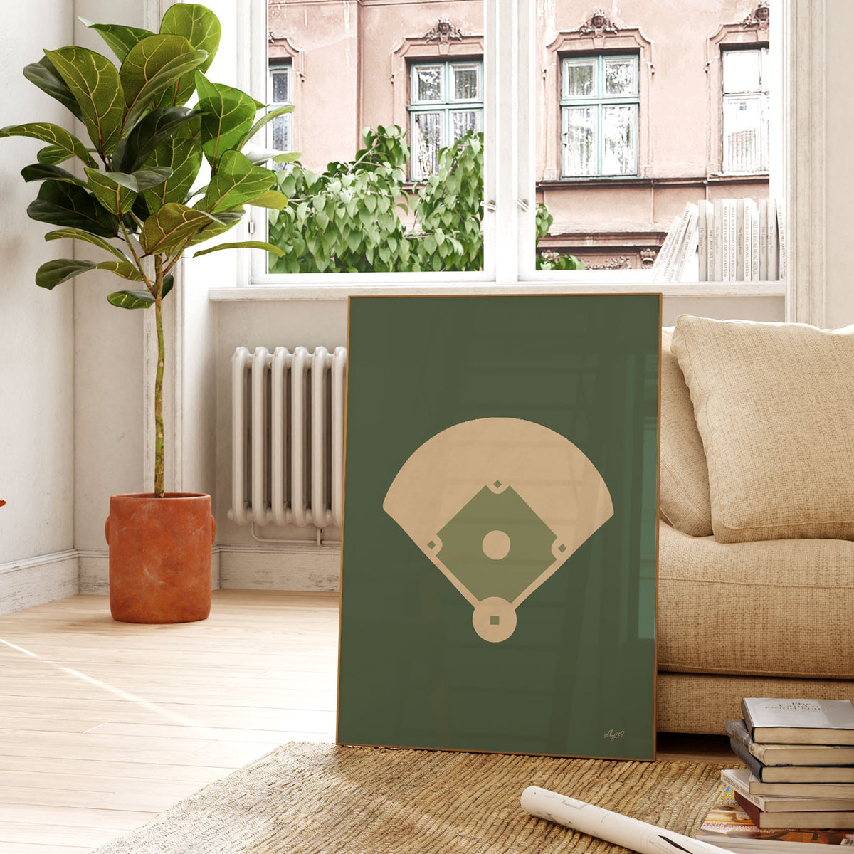 Green Baseball Field Poster