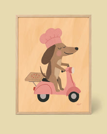 Poster Hund als Lieferkoch