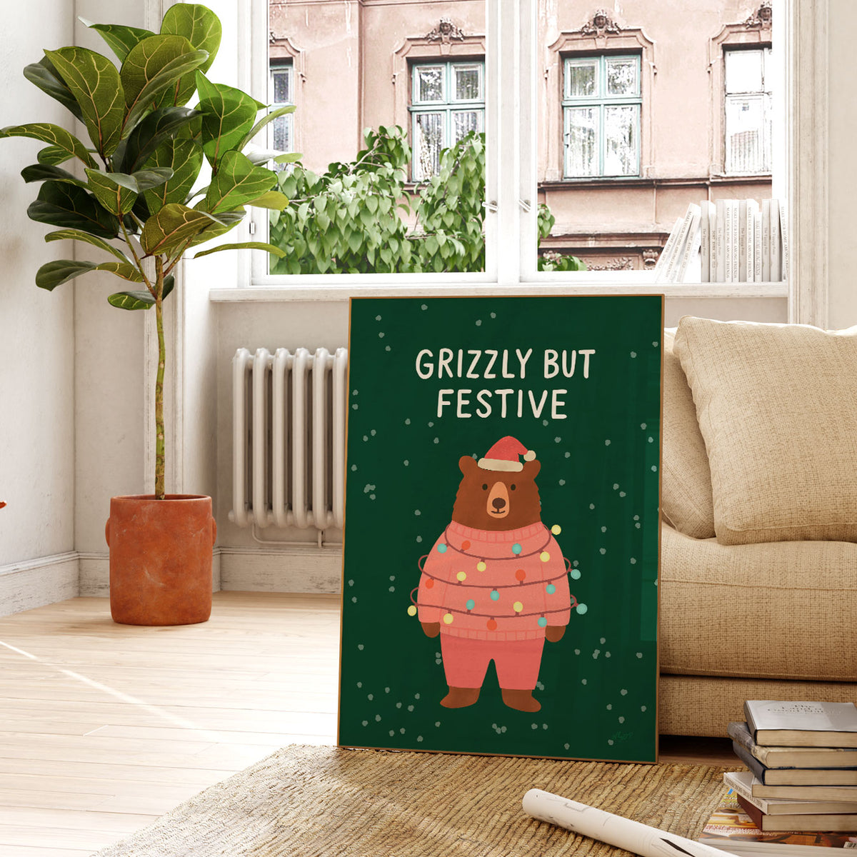 Grizzly But Festive Poster