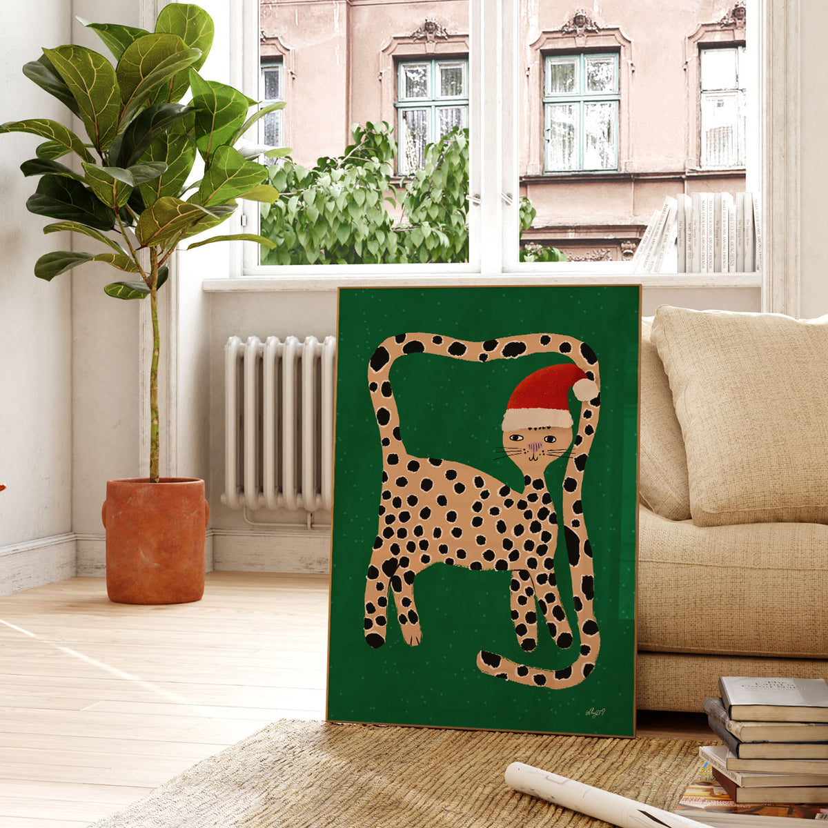 Christmas Leopard Poster