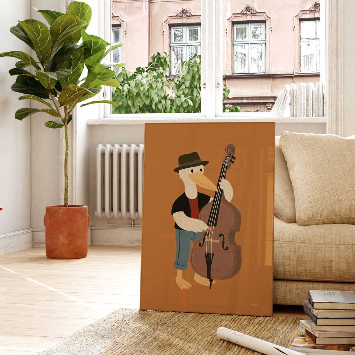 Double Bass Pelican Poster