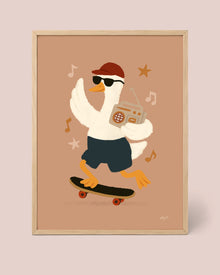 Poster Skate-Gans mit Radio und Stern