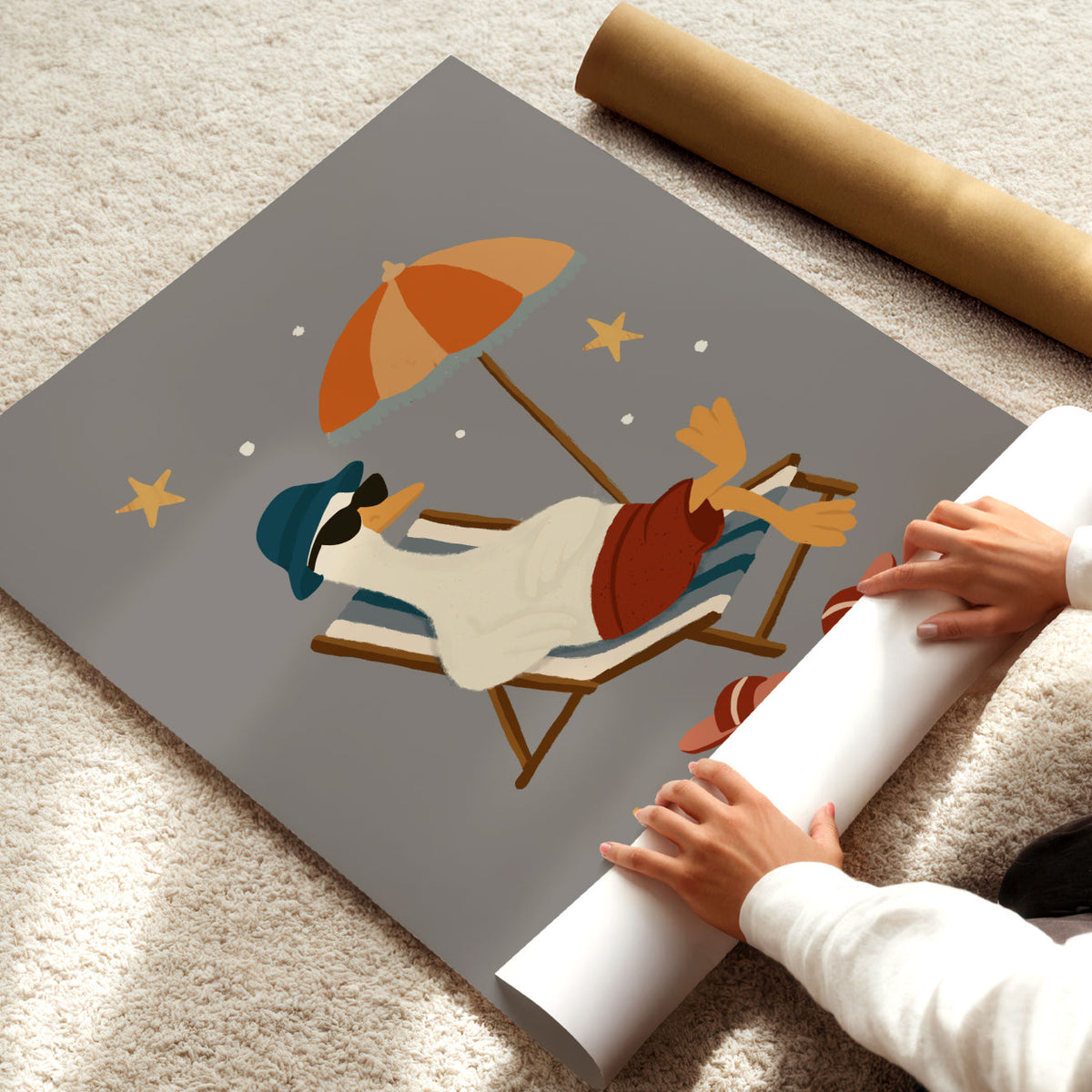 Beach Chair Goose Poster