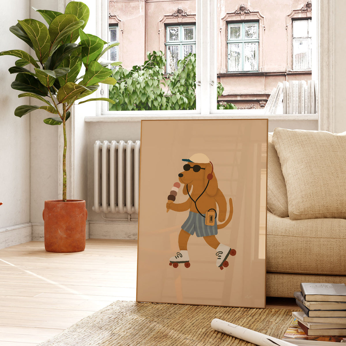 Skating Dog Star Poster