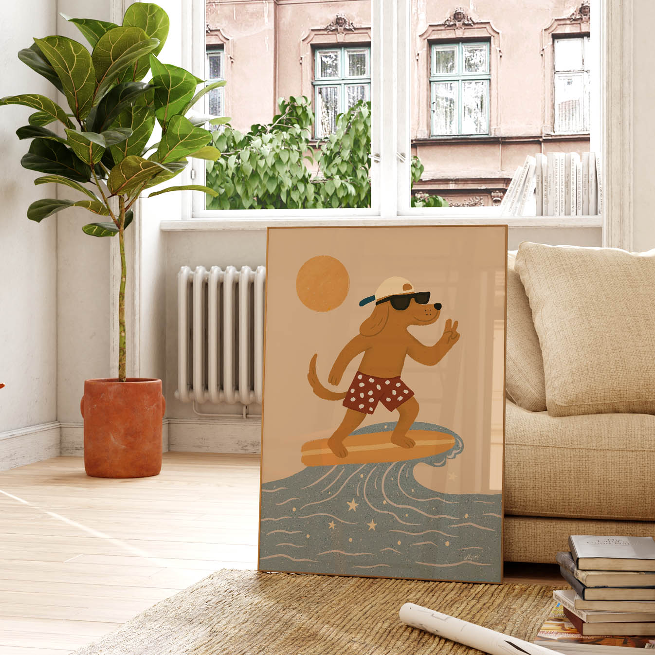 Wave Rider Dog Poster