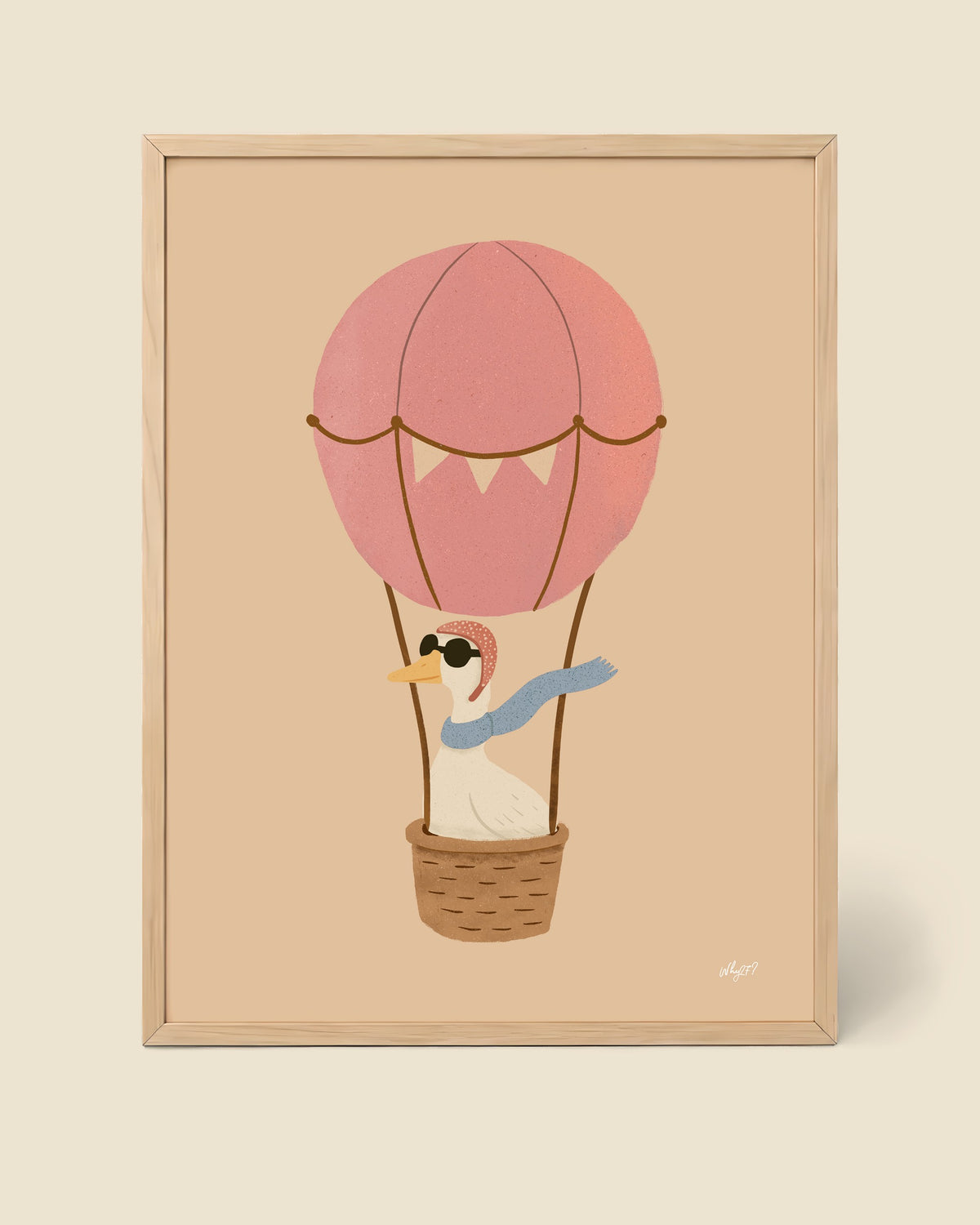 Dream Big Goose Poster framed in a natural wood frame