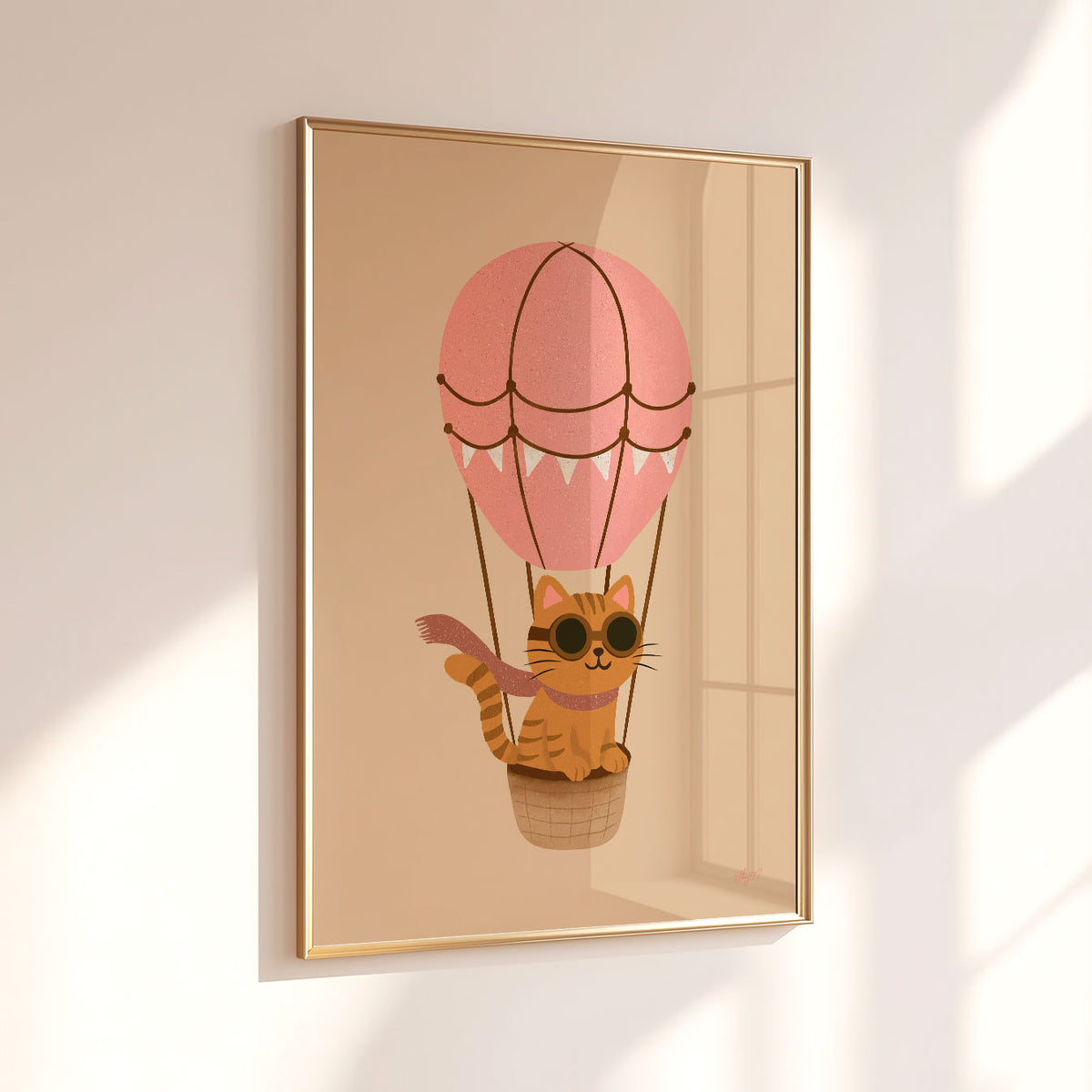 Cat Balloon Pink Poster