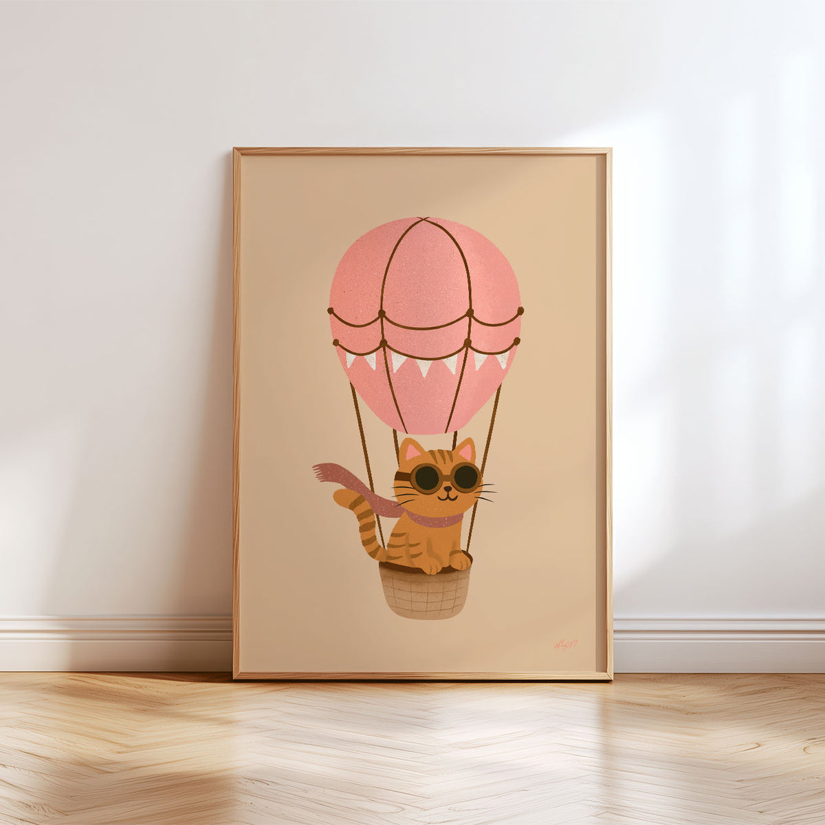 Cat Balloon Pink Poster