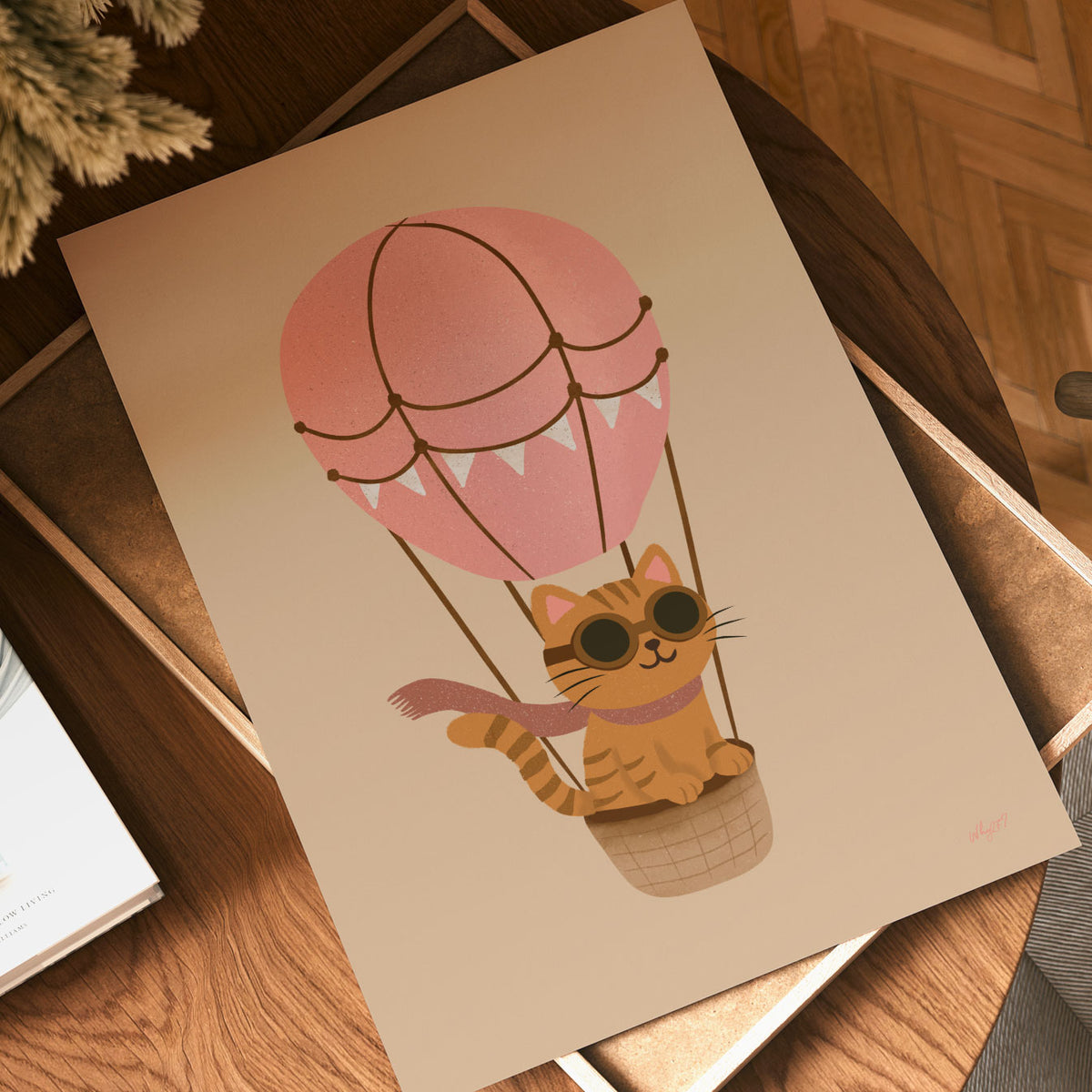 Cat Balloon Pink Poster