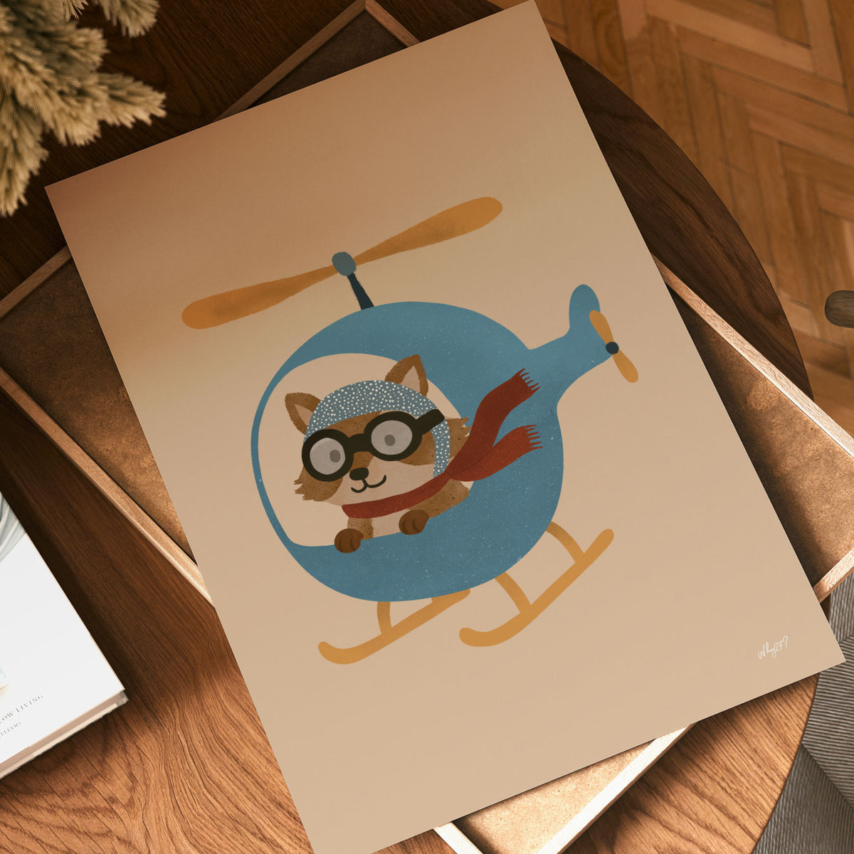 Racoon Helicopter Poster