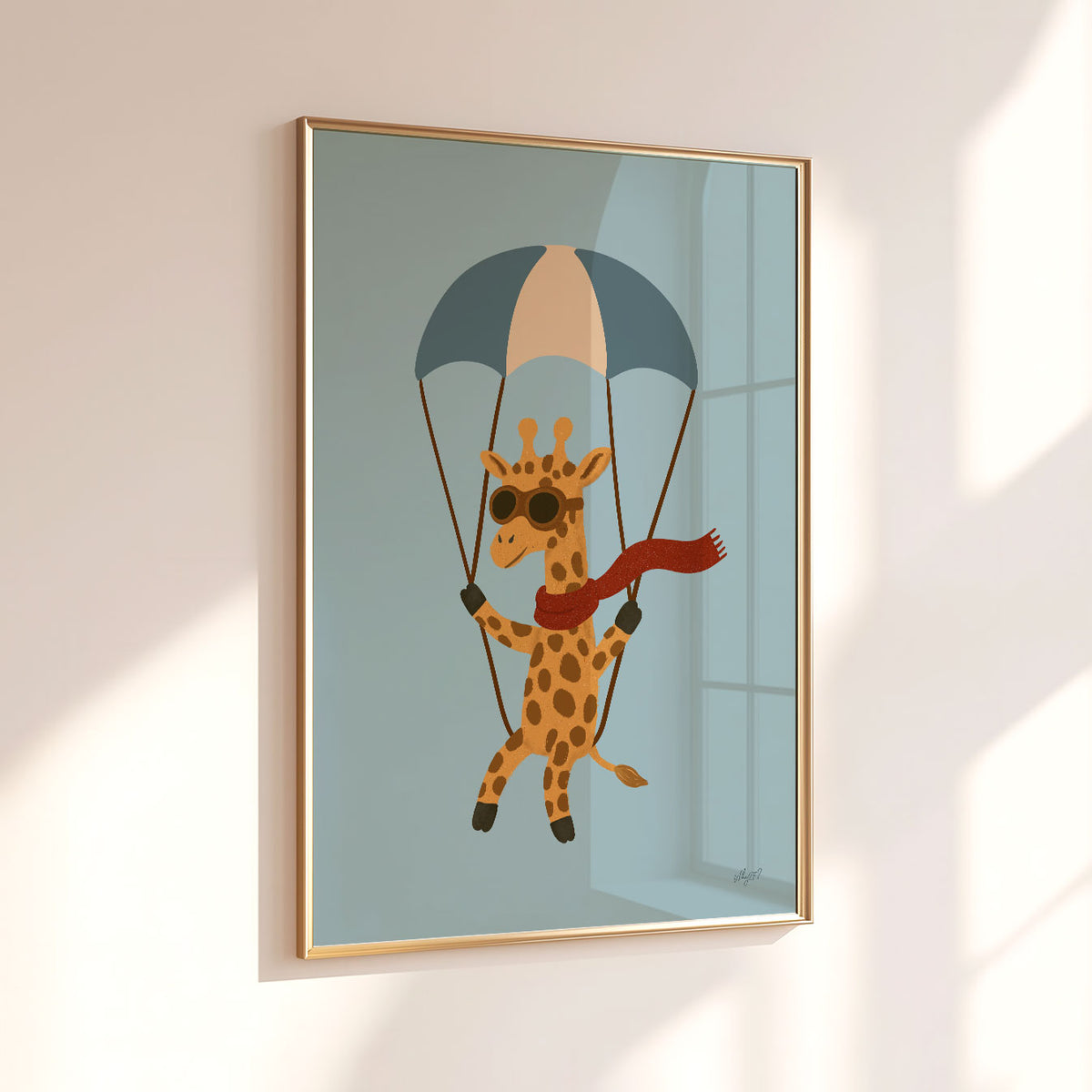 Paragliding Giraffe Poster