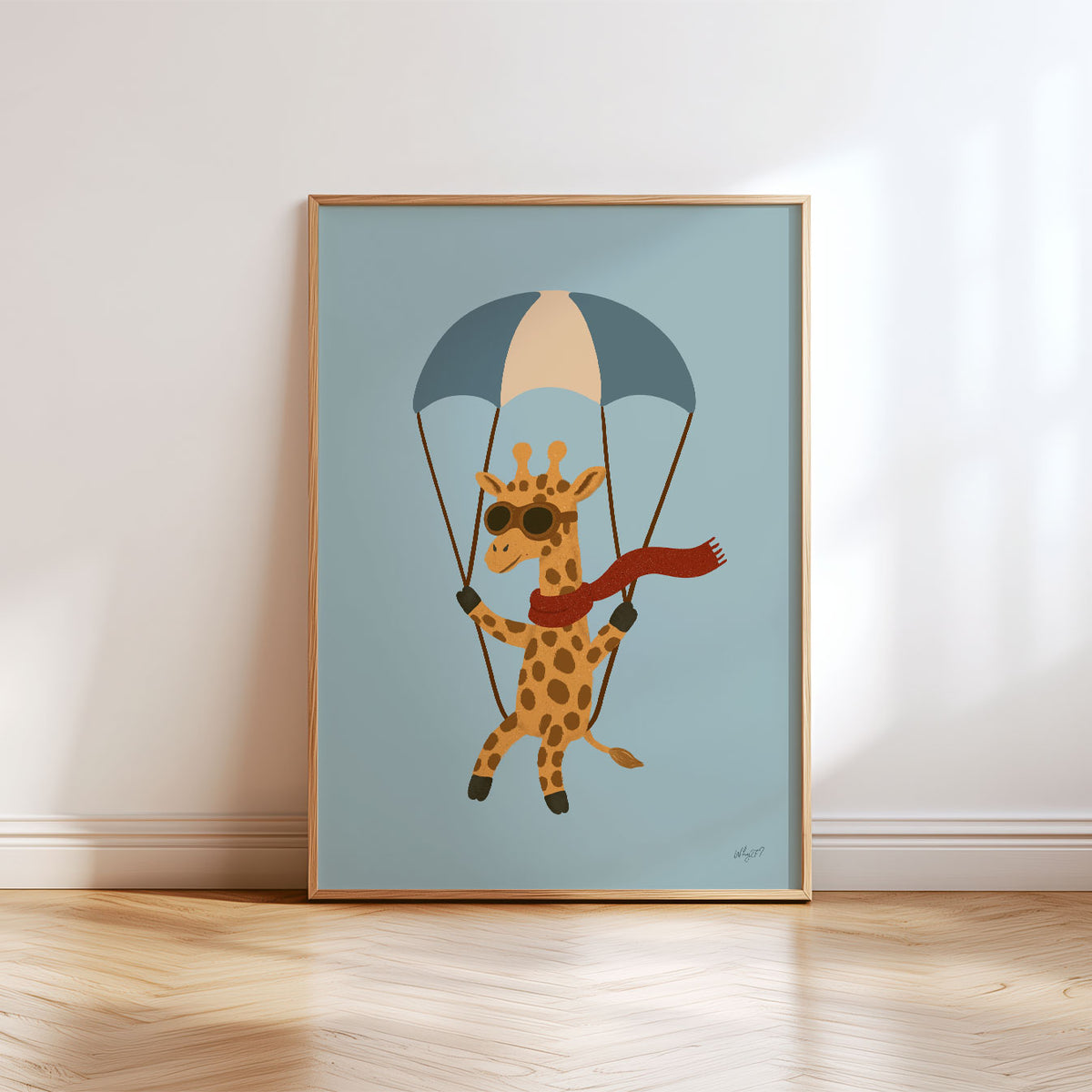 Paragliding Giraffe Poster