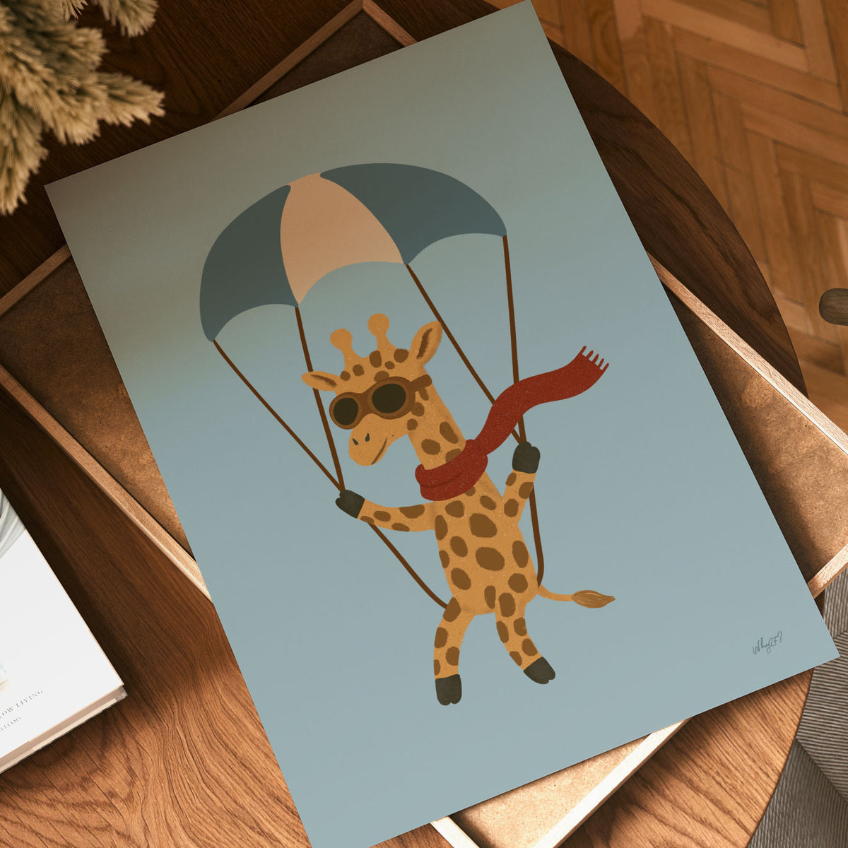 Paragliding Giraffe Poster