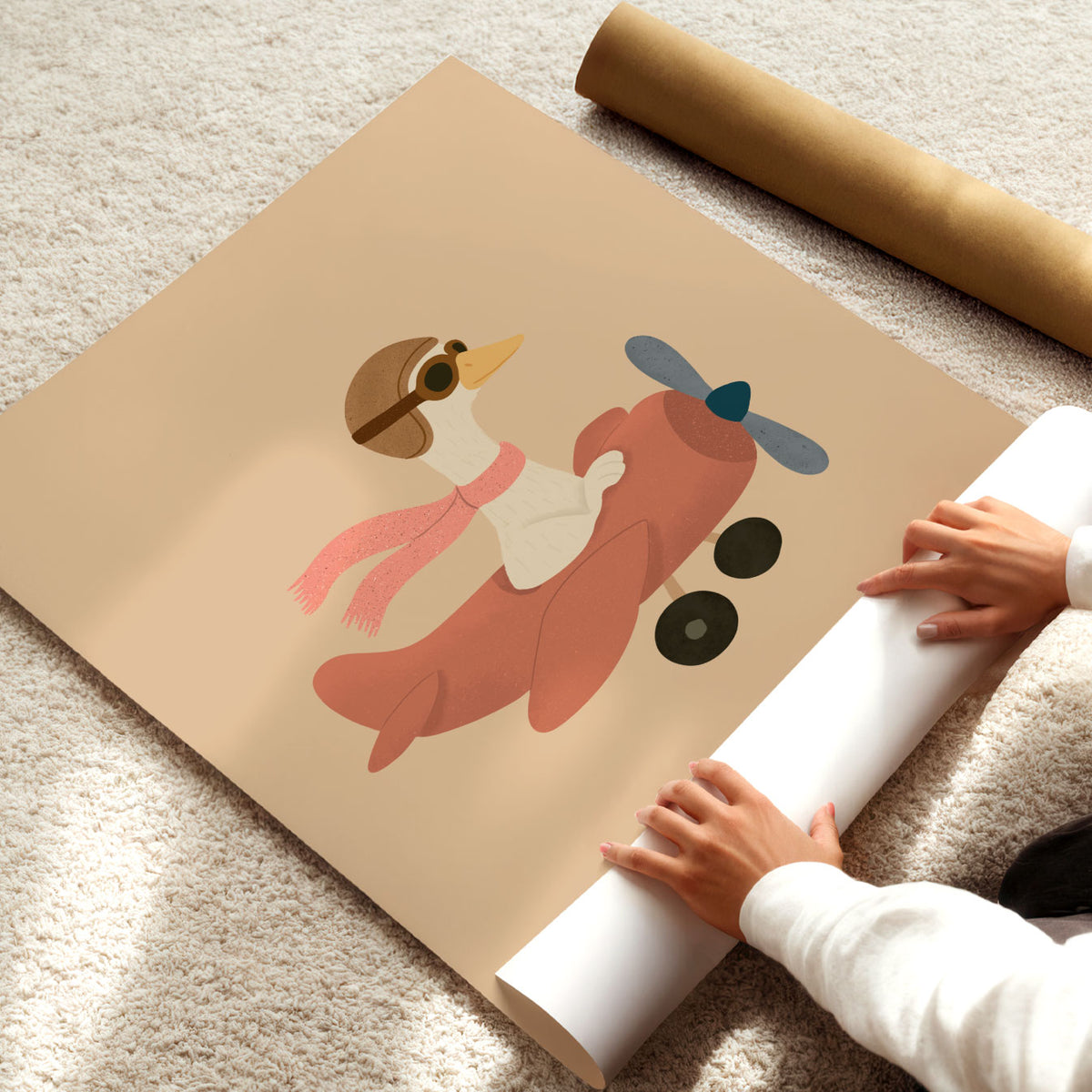 Goose Plane Pink Poster