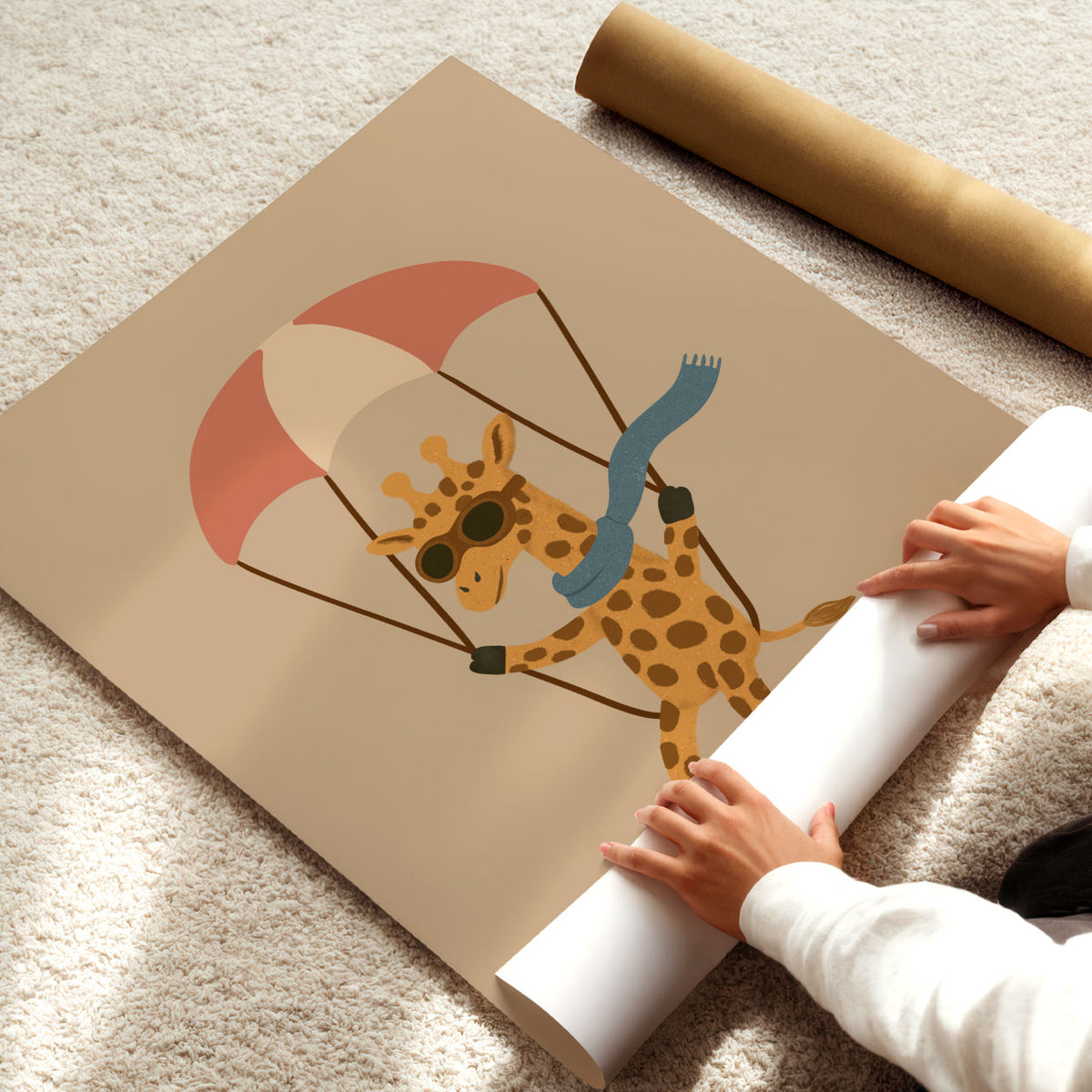 Giraffe In The Sky Poster